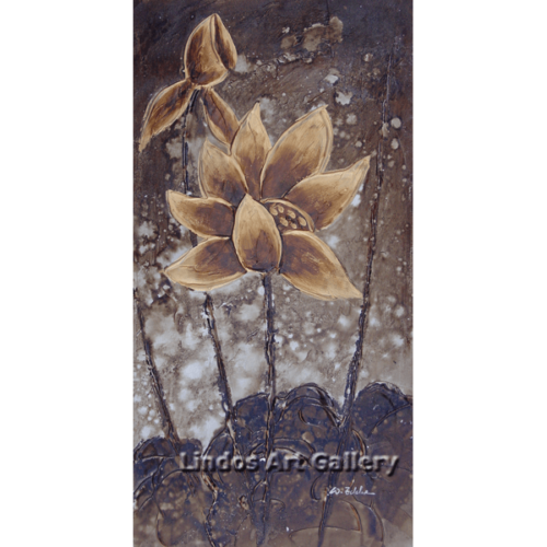 Big Gold Flower Textured Oil Painting