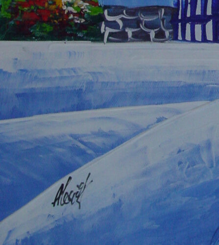 Blue Windmill Seaview Oil Painting