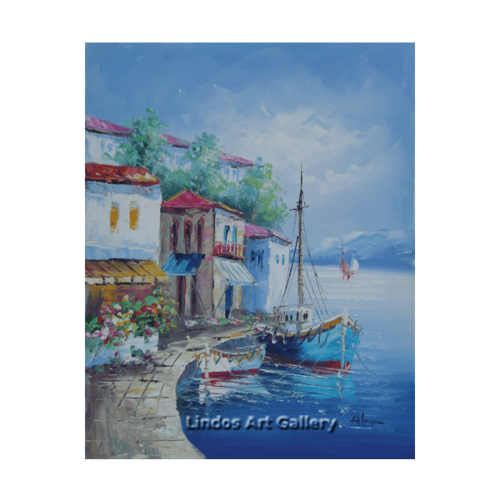 Boats by Harbour Oil Painting