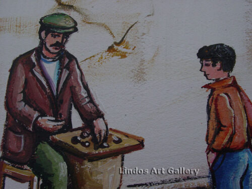 Greek Chestnut Seller Painting on Wood