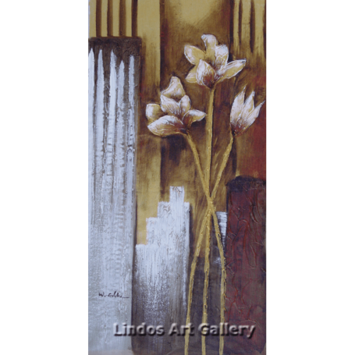 Golden Flowers Textured Oil Painting