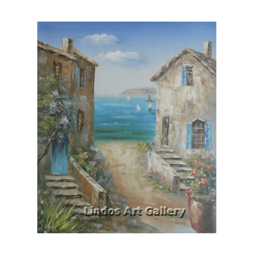 Houses by the Sea Oil Painting