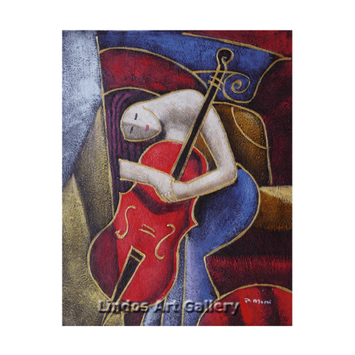 Lady and Violin Textured Painting