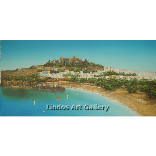 Lindos and Acropolis Oil Painting