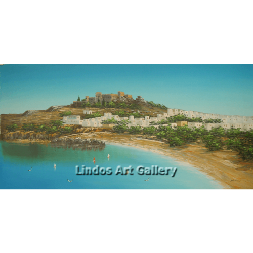 Lindos and Acropolis Oil Painting