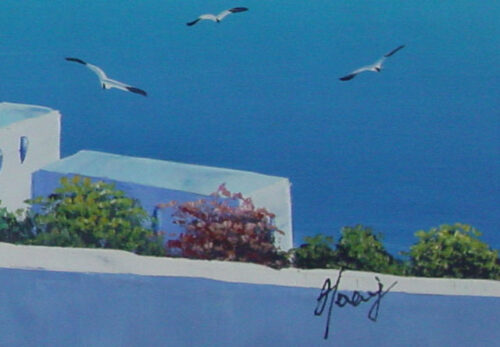 Santorini Blue Church Seaview Painting