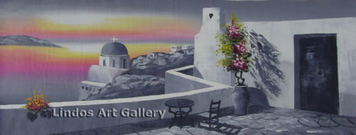 Santorini Church Seaview Painting