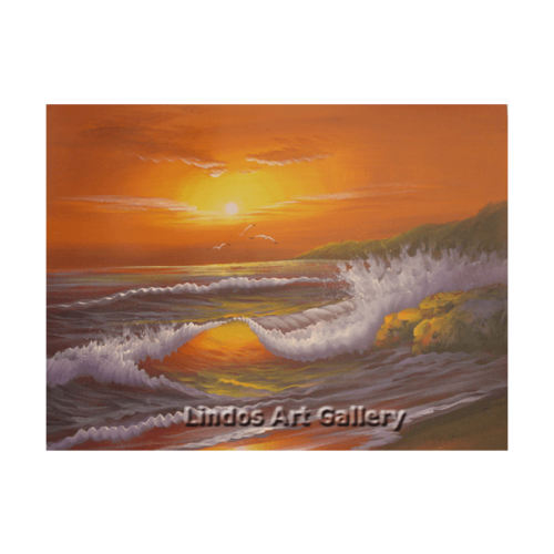 Seascape with Sun and Waves Painting