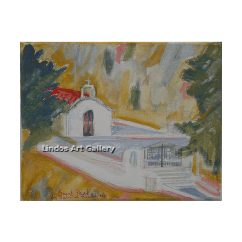 St Pauls Bay Lindos Acrylic on Canvas Painting