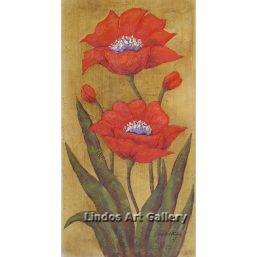 Textured Poppies Flower Oil Painting