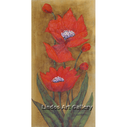 Textured Poppy Flower Modern Painting