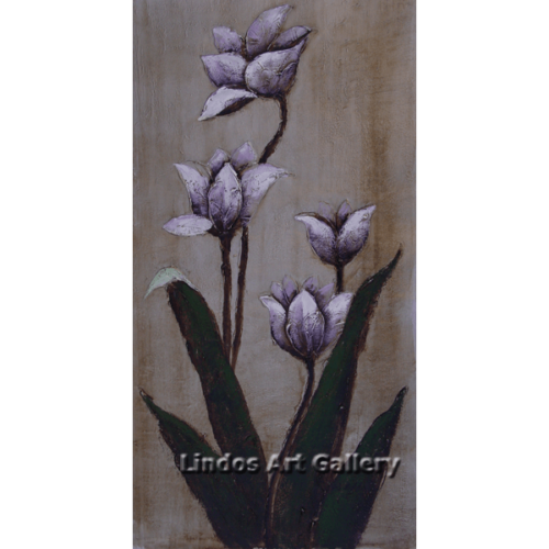 Modern Textured Purple Flowers Oil Painting