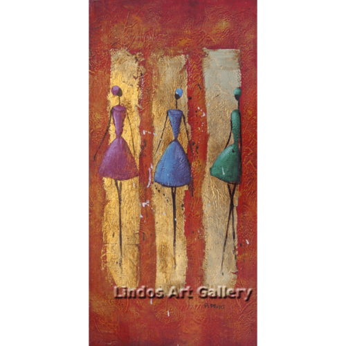 Three Modern Ladies Textured Oil Painting