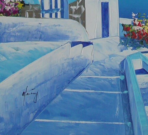 Blue Windmill Oil Painting