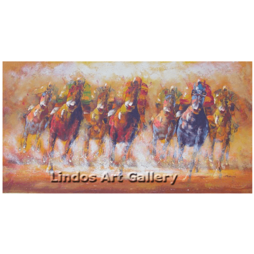 Horses with jockey playing polo