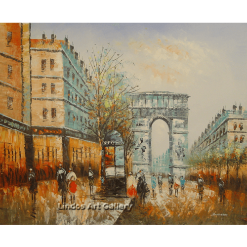 Paris City Street Color Oil Painting