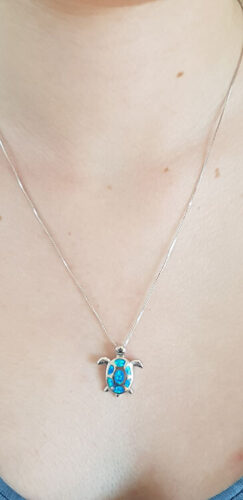 Blue Turtle Necklace Sterling Silver 925