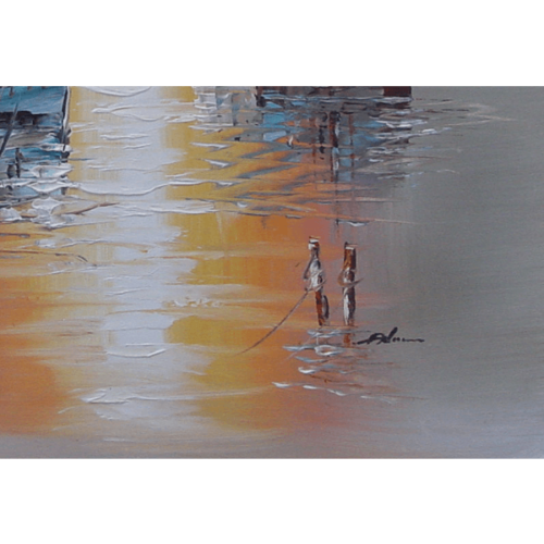 Fishing Boats in Sea Oil Paintinga