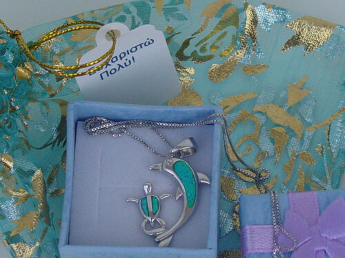 Blue Turtle Dolphin Necklace Sterling Silver 925
