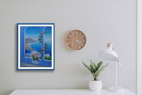 Santorini Blue Church Painting
