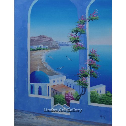 Santorini Blue Church Painting