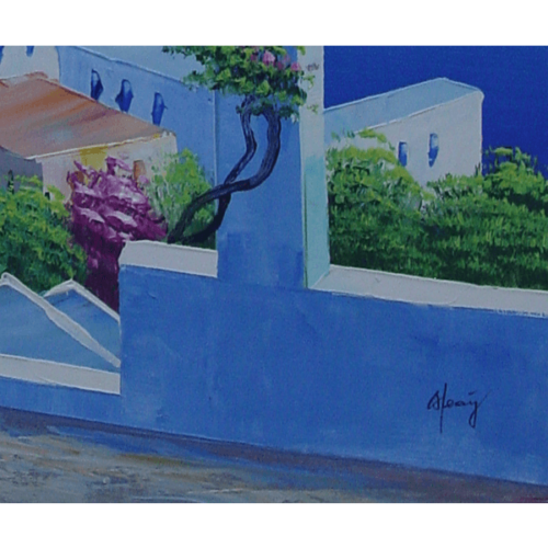 Santorini Blue Church Painting