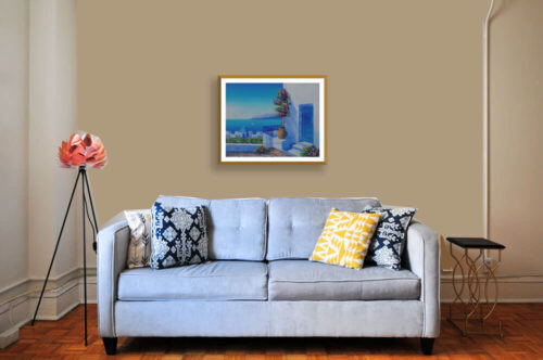 Santorini Blue Church Oil Painting