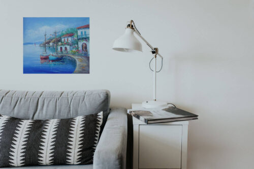 Two Boats in Harbour Oil Painting