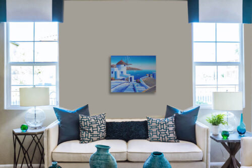Windmill Blue Sky Painting