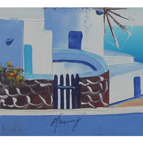 Greek Windmill Oil Painting