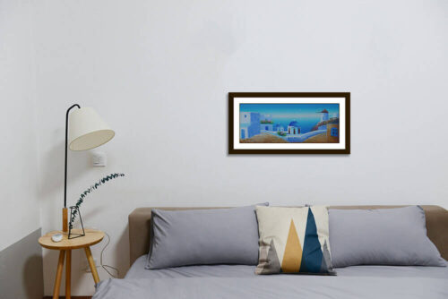 Santorini Churches Windmill Painting