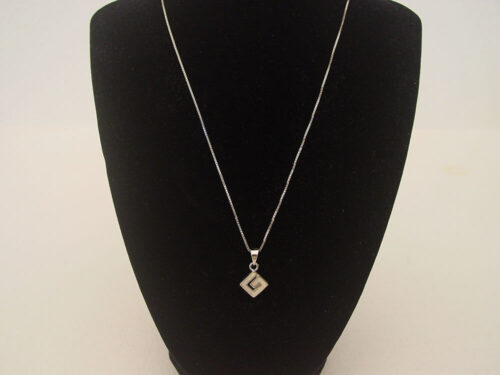 Greek Key Meandros White Necklace Sterling Silver 925