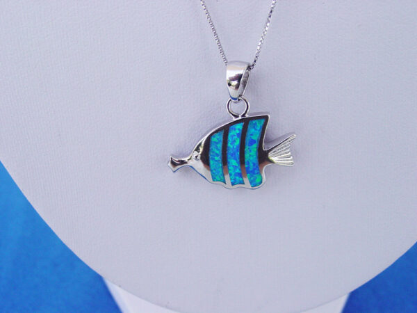 Fish Necklace Greek Blue, Sterling Silver 925 - Lindos Art Gallery