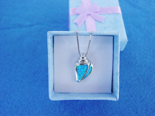 Seashell Blue Necklace Sterling Silver 925