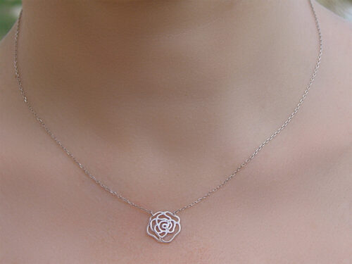 Silver Rose Necklace
