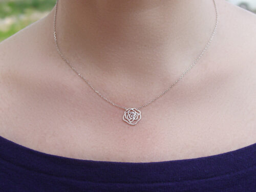 Silver Rose Necklace