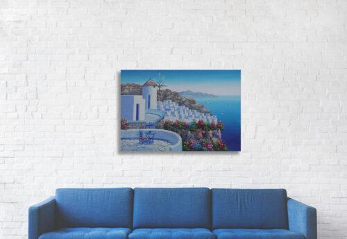 Windmill by the Blue Sea Oil Painting