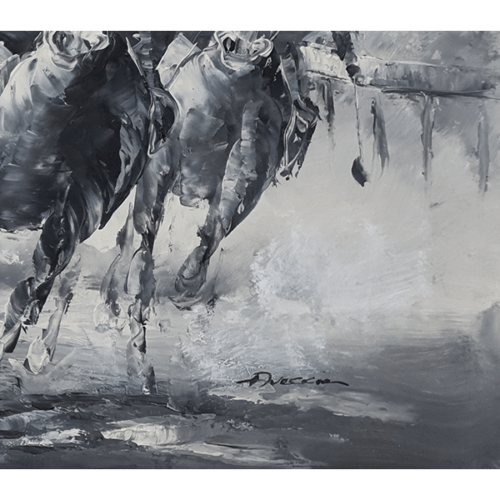 Racing Horses with Jockeys Oil Painting