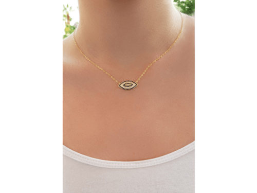 Evil Eye Protector Silver 925 Necklace Gold Tone