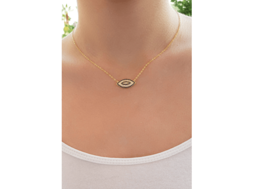 Evil Eye Protector Silver 925 Necklace Gold Tone