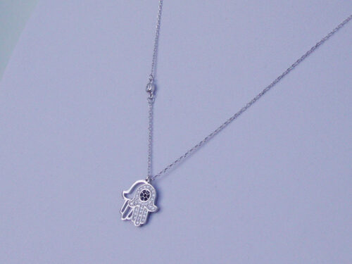 Hamsa Hand of Fatima Double Necklace Silver 925