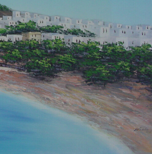 Lindos Blue Sky and Acropolis Oil Painting