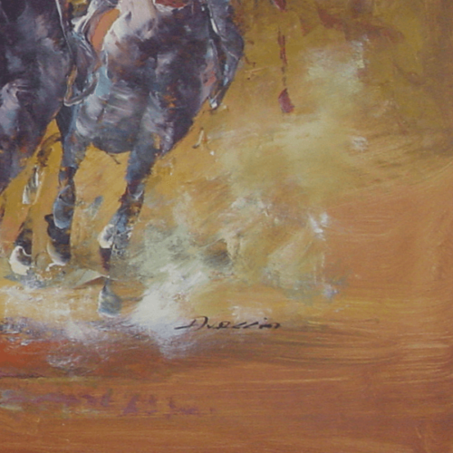 Racing Horses with Jockeys Oil Painting