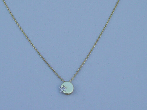 Silver Star Round Necklace Sterling 925 Gold Plated