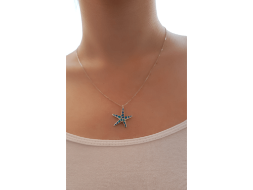 Blue Starfish Silver Necklace
