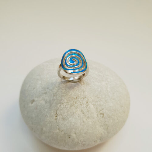 Blue Opal Spiral Ring