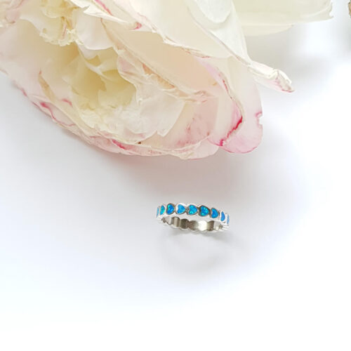 Blue Opal Hearts Ring