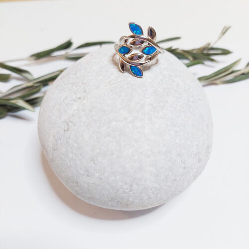 Blue Opal Leaves Ring