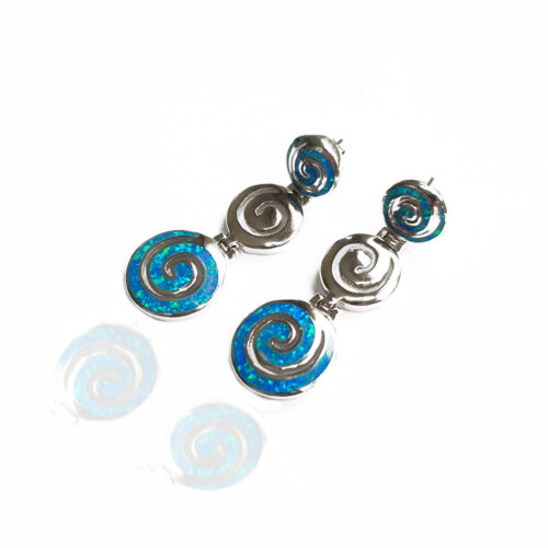 Blue opal Spiral Earrings