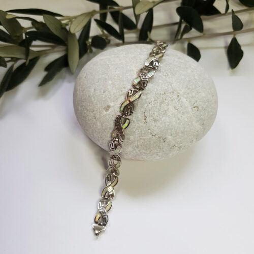 White Opal Greek Key Bracelet